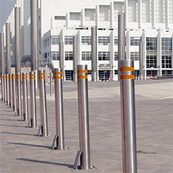 Security bollard posts outside of a building