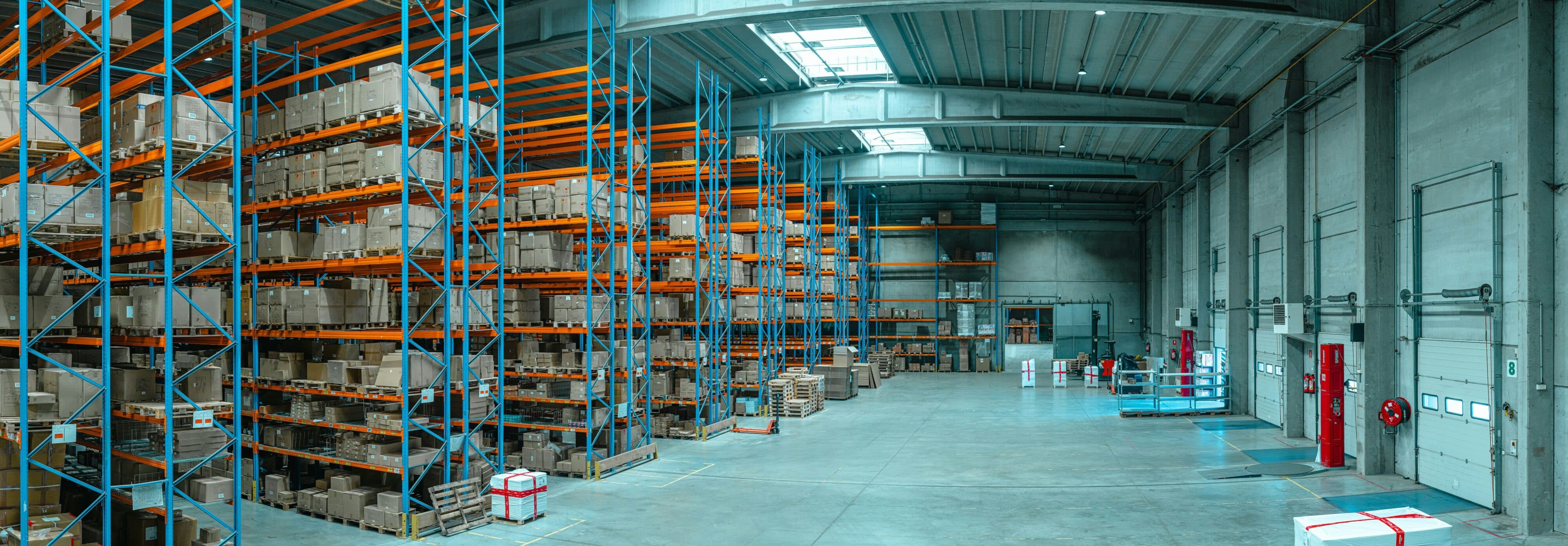 Inside a warehouse showing safety protection barriers